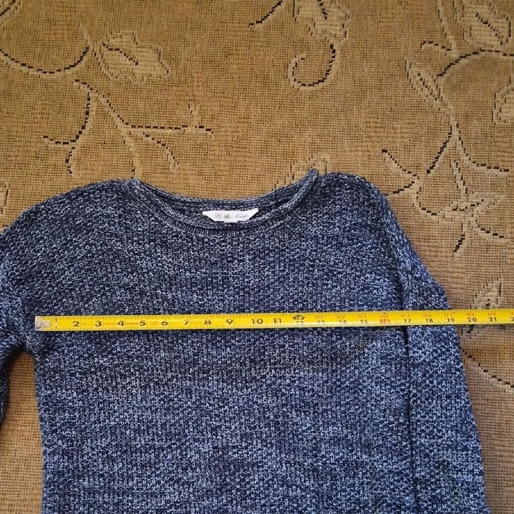 Leo & Nicole Charcoal Gray Crew Neck Sweater M Cotton Linen Knit Minimalist Boho